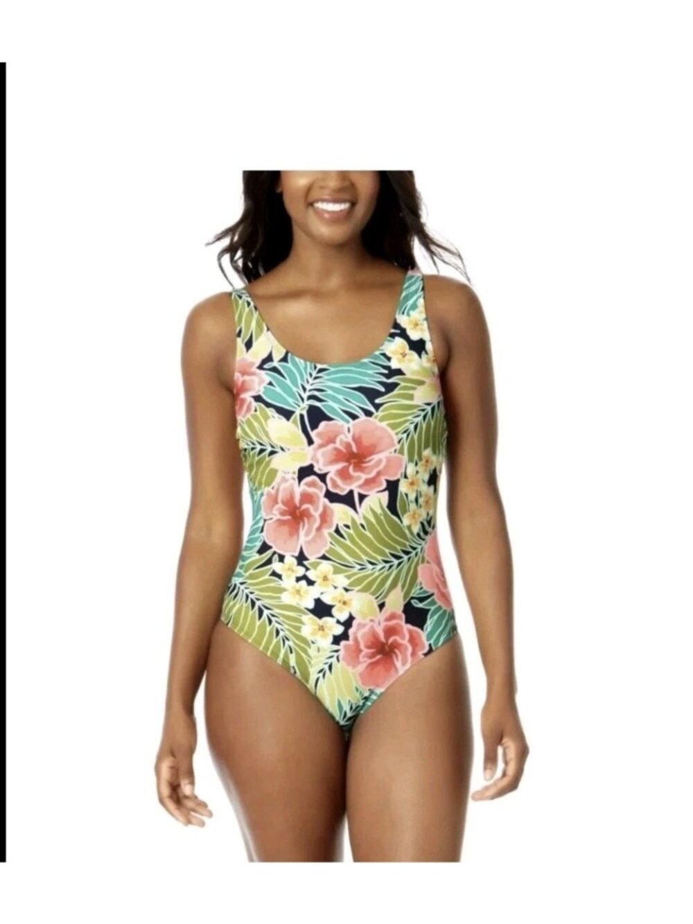 Hurley Ladies One-Piece UPF 50+ 4-Way Stretch Bikini Swimsuit Pink Floral Size L